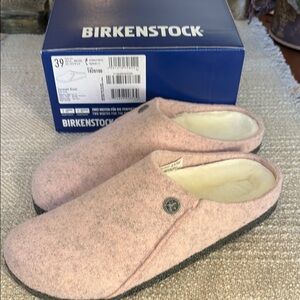 Birkenstock Zermatt Pink Wool Shearling Clogs Sz 39, Narrow Width NIB